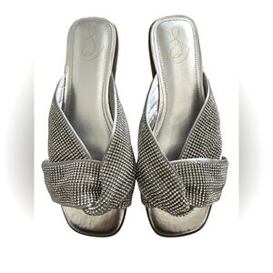 Sam Edelman Elegant Silver Women's Slip-On Shoes with rhinestones size 8